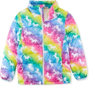 Enlifety 4-12T Girls Coat Long Sleeve Winter Jacket Lightweight Warm Puffer Outwear with Pocket