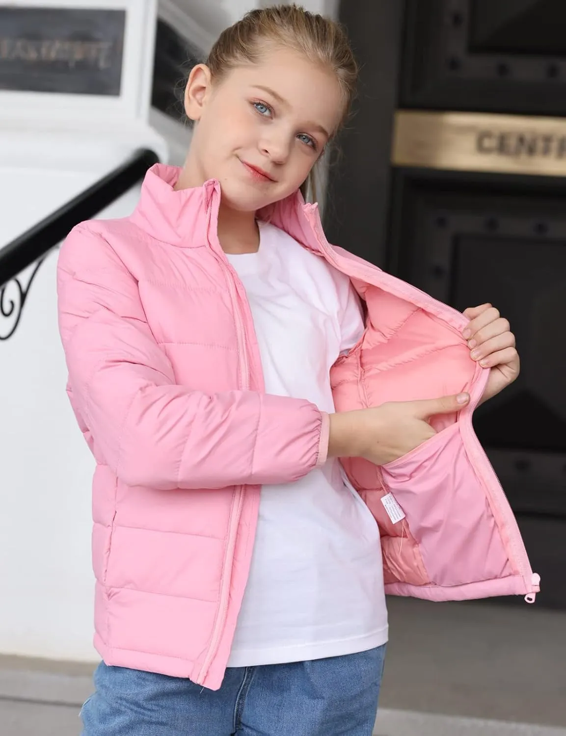Enlifety 4-12T Girls Coat Long Sleeve Winter Jacket Lightweight Warm Puffer Outwear with Pocket
