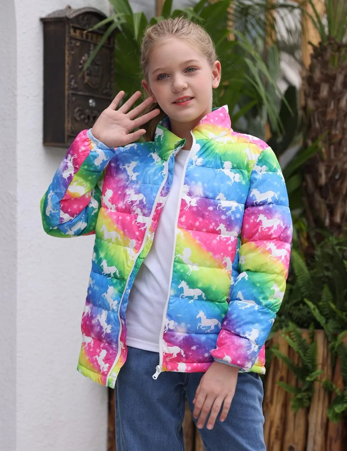 Enlifety 4-12T Girls Coat Long Sleeve Winter Jacket Lightweight Warm Puffer Outwear with Pocket