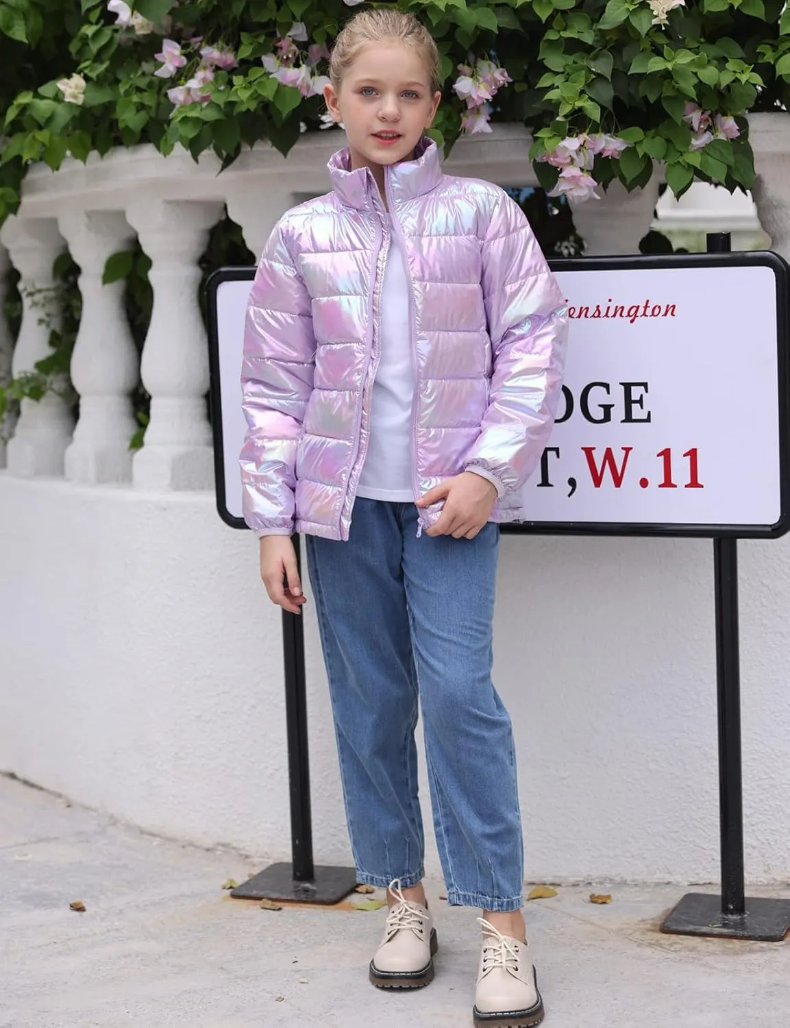 Enlifety 4-12T Girls Coat Long Sleeve Winter Jacket Lightweight Warm Puffer Outwear with Pocket
