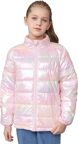 Enlifety 4-12T Girls Coat Long Sleeve Winter Jacket Lightweight Warm Puffer Outwear with Pocket