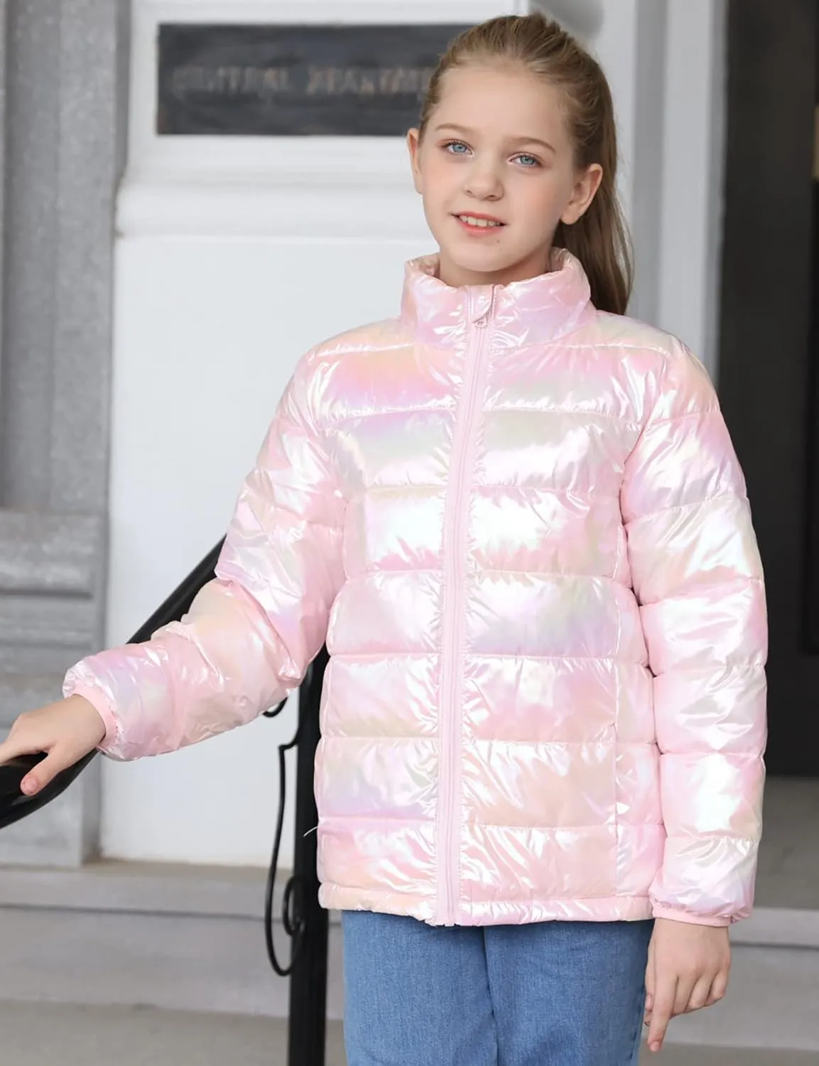 Enlifety 4-12T Girls Coat Long Sleeve Winter Jacket Lightweight Warm Puffer Outwear with Pocket