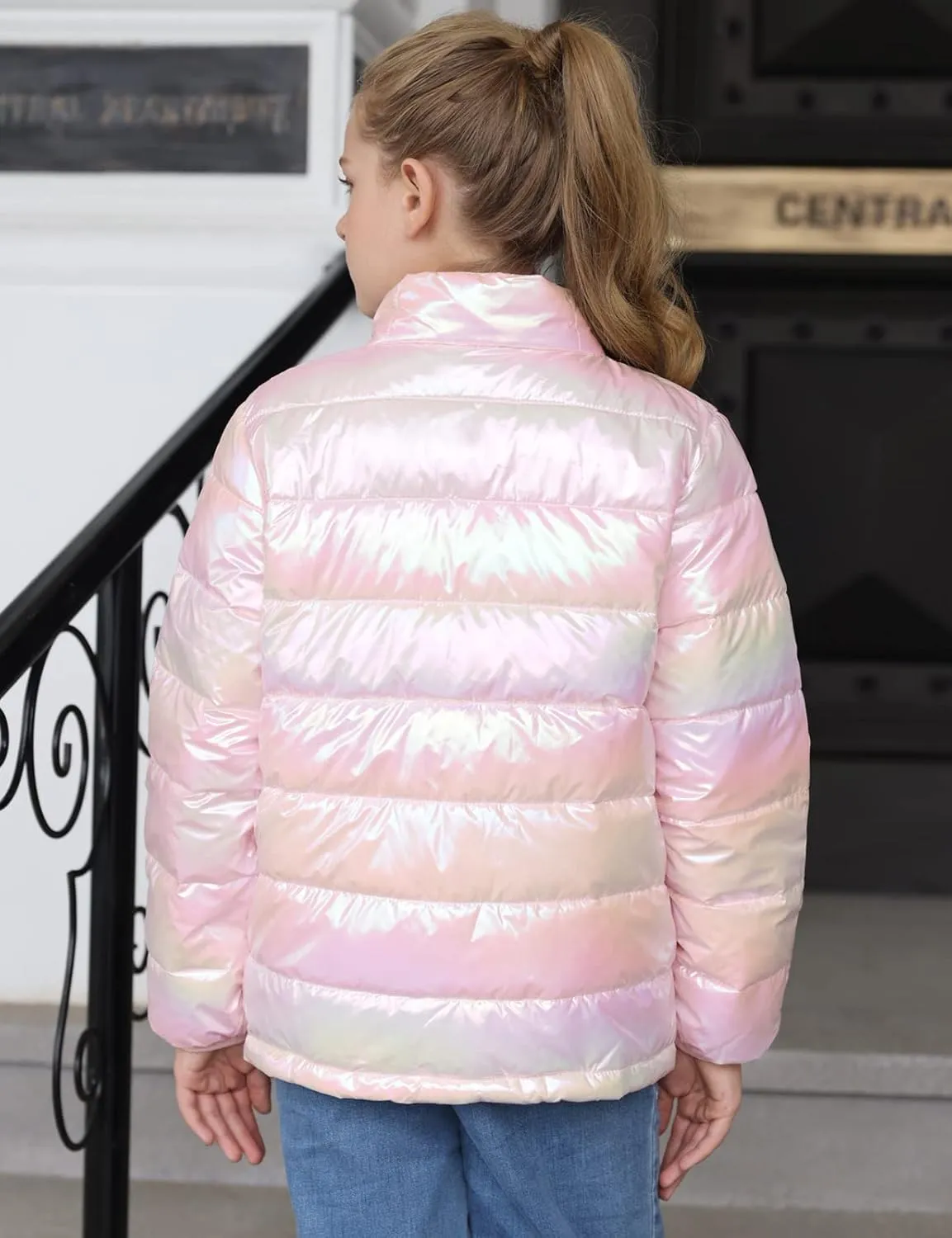 Enlifety 4-12T Girls Coat Long Sleeve Winter Jacket Lightweight Warm Puffer Outwear with Pocket