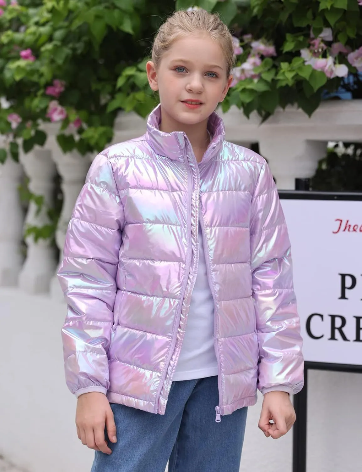 Enlifety 4-12T Girls Coat Long Sleeve Winter Jacket Lightweight Warm Puffer Outwear with Pocket