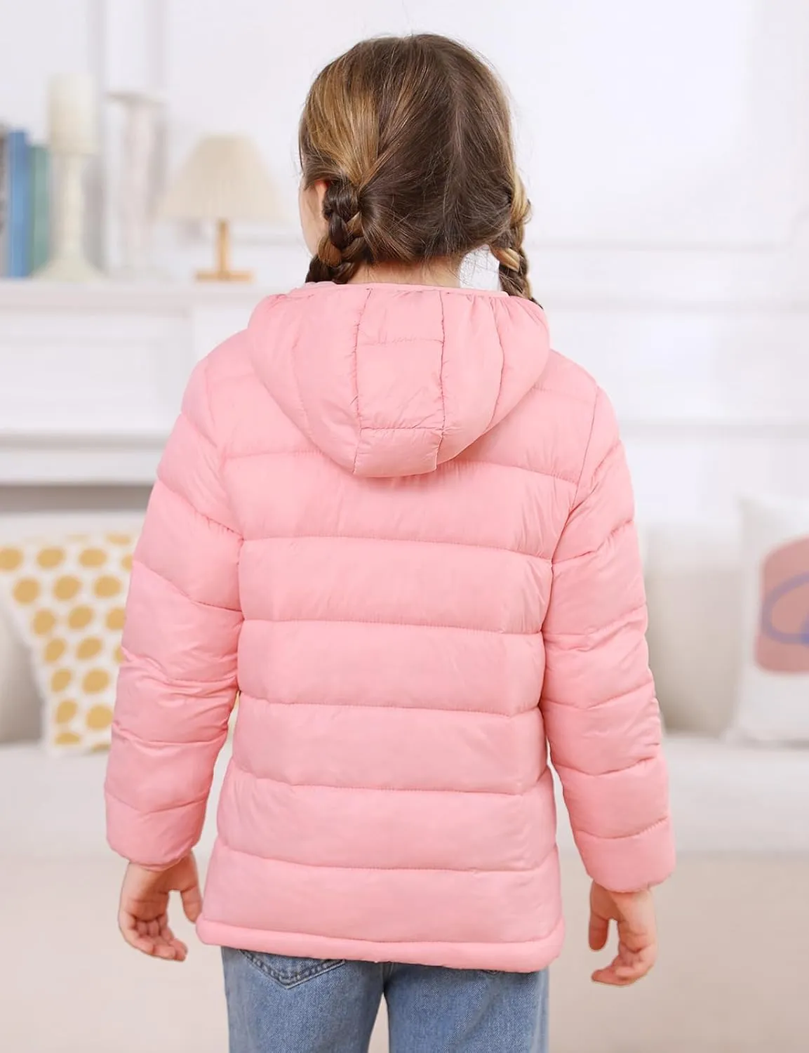 Enlifety 4-12T Girls Jacket Lightweight Winter Coats with Pockets Warm Puffer Outwear
