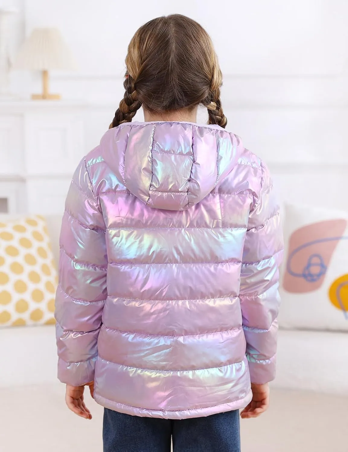 Enlifety 4-12T Girls Jacket Lightweight Winter Coats with Pockets Warm Puffer Outwear