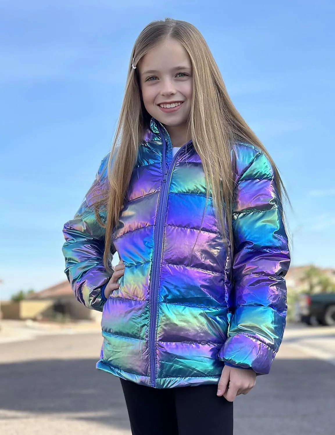 Enlifety 4-12T Girls Jacket Lightweight Winter Coats with Pockets Warm Puffer Outwear