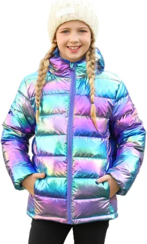Enlifety 4-12T Girls Jacket Lightweight Winter Coats with Pockets Warm Puffer Outwear