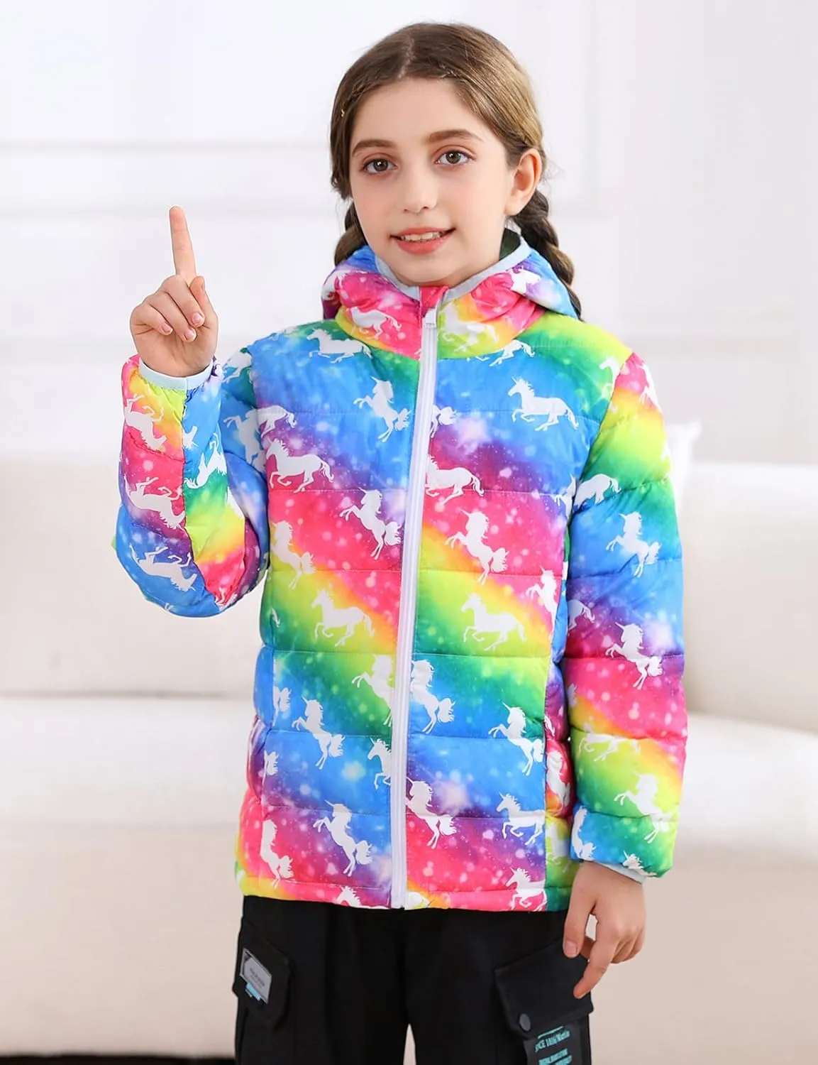 Enlifety 4-12T Girls Jacket Lightweight Winter Coats with Pockets Warm Puffer Outwear