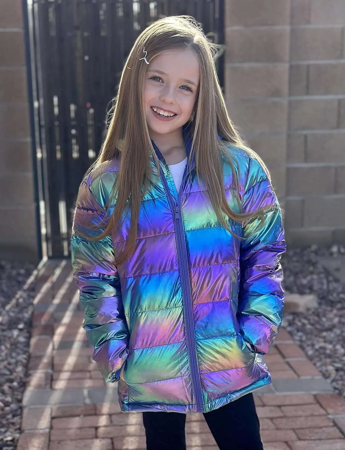 Enlifety 4-12T Girls Jacket Lightweight Winter Coats with Pockets Warm Puffer Outwear