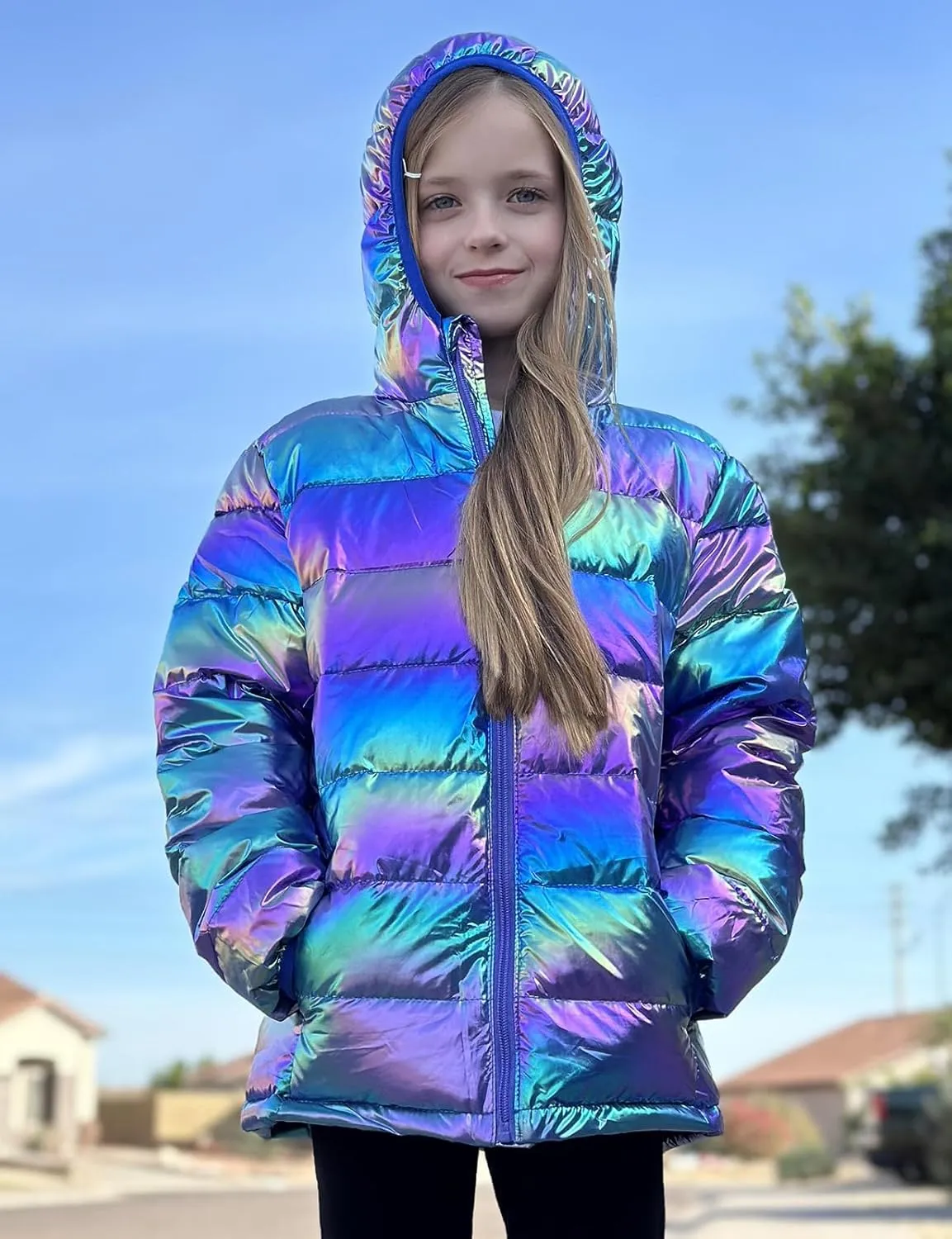 Enlifety 4-12T Girls Jacket Lightweight Winter Coats with Pockets Warm Puffer Outwear