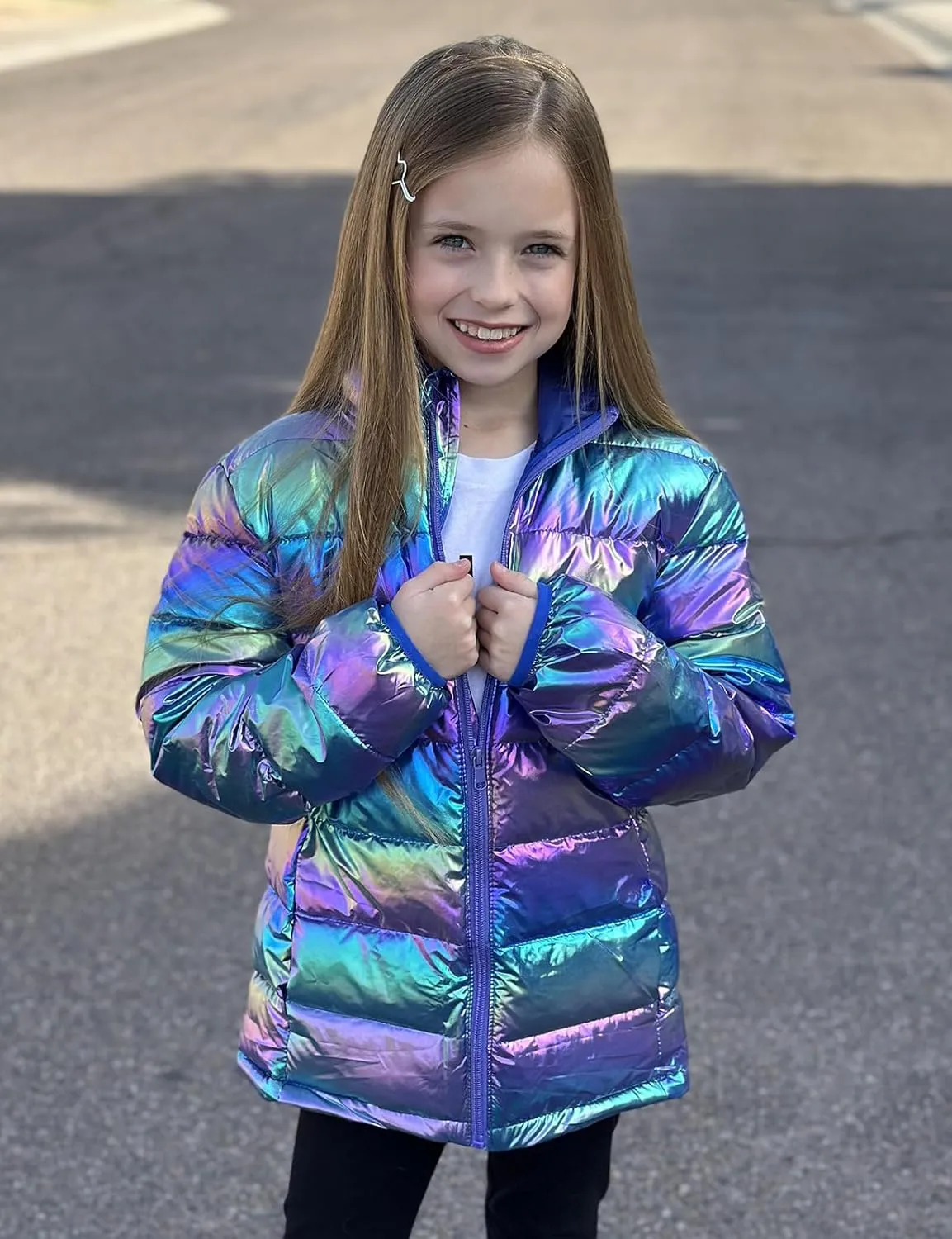 Enlifety 4-12T Girls Jacket Lightweight Winter Coats with Pockets Warm Puffer Outwear