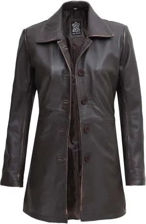 fjackets Lambskin Leather 3/4 Coat - A Fusion of Timeless Style & Modern Sophistication for Women