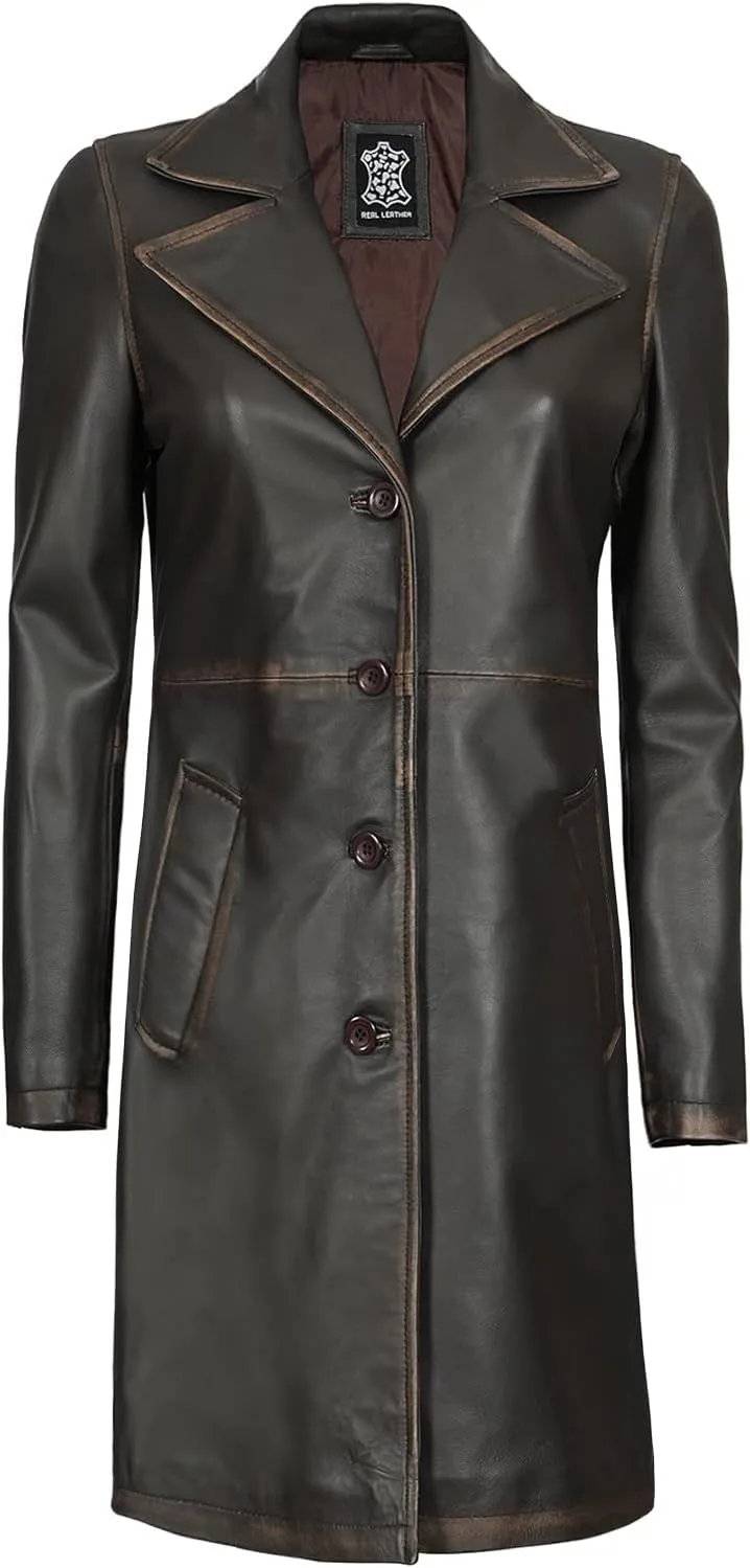 fjackets Lambskin Leather 3/4 Coat - A Fusion of Timeless Style & Modern Sophistication for Women