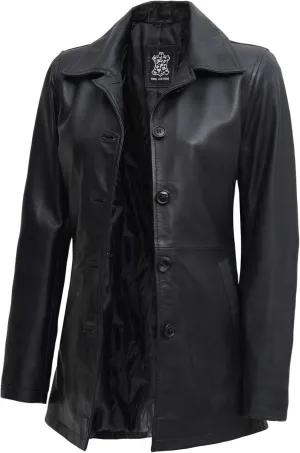 fjackets Lambskin Leather 3/4 Coat - A Fusion of Timeless Style & Modern Sophistication for Women