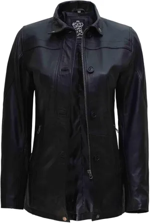 fjackets Lambskin Leather 3/4 Coat - A Fusion of Timeless Style & Modern Sophistication for Women