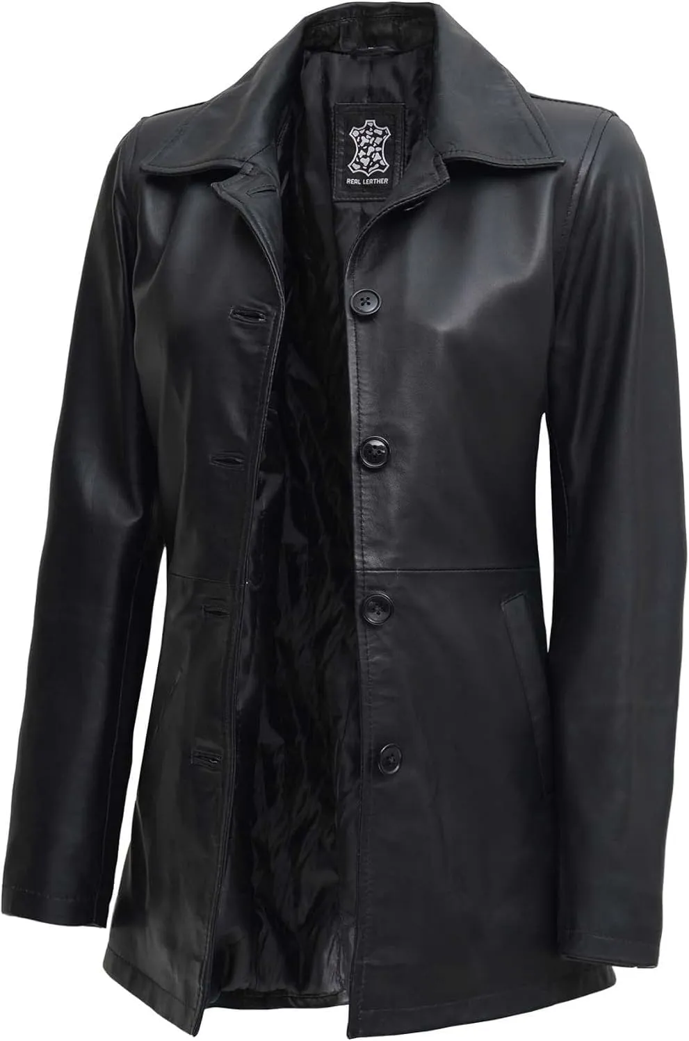 fjackets Lambskin Leather 3/4 Coat - A Fusion of Timeless Style & Modern Sophistication for Women