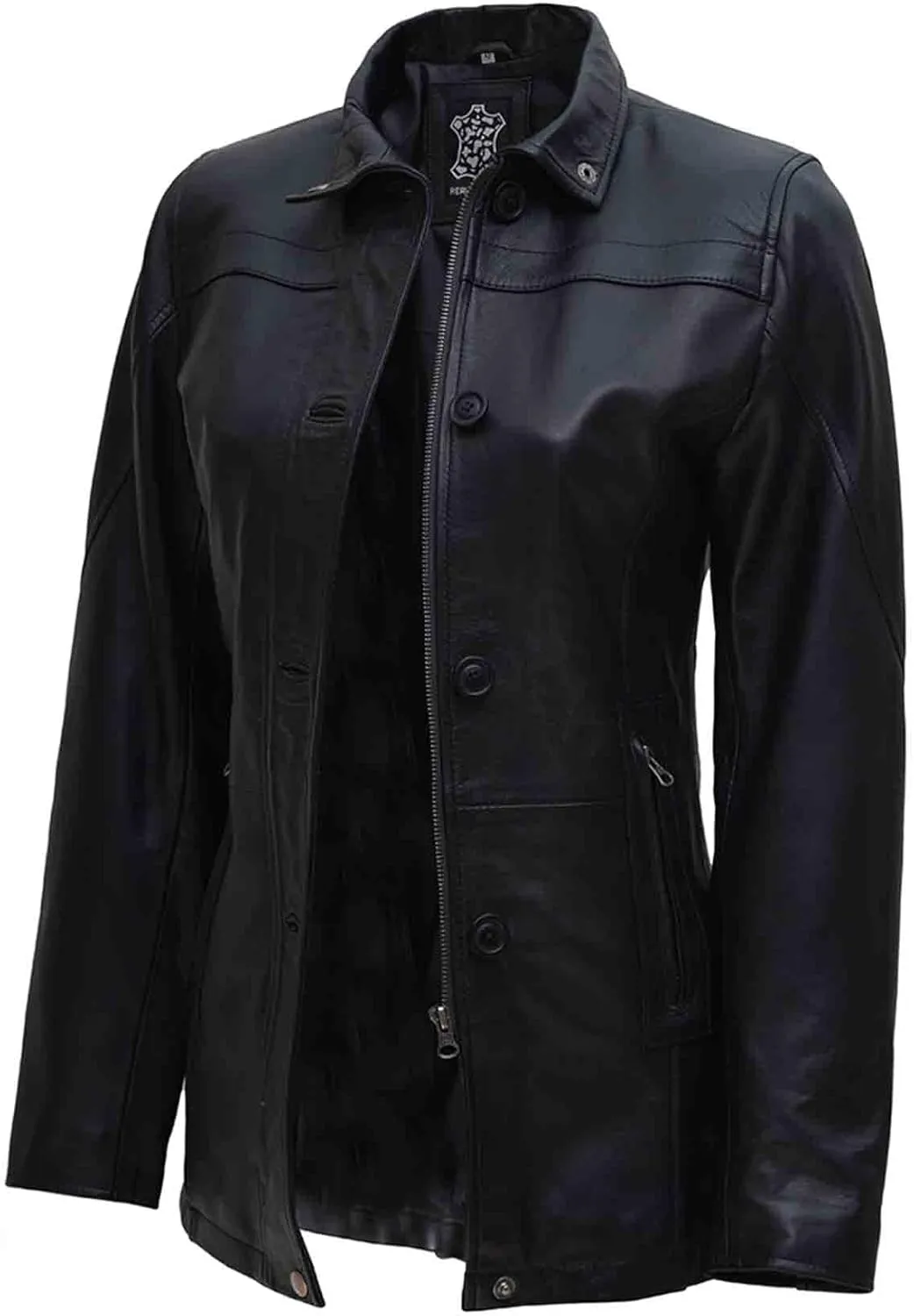 fjackets Lambskin Leather 3/4 Coat - A Fusion of Timeless Style & Modern Sophistication for Women