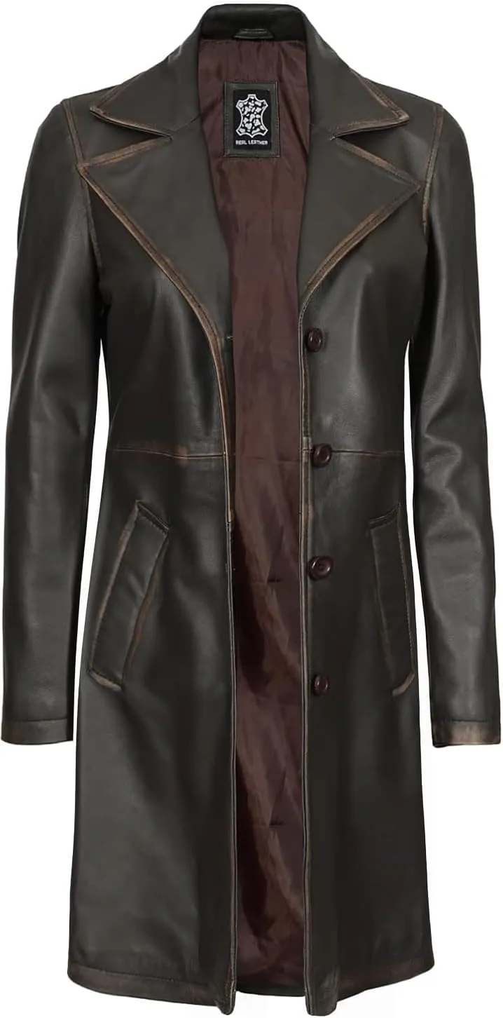 fjackets Lambskin Leather 3/4 Coat - A Fusion of Timeless Style & Modern Sophistication for Women
