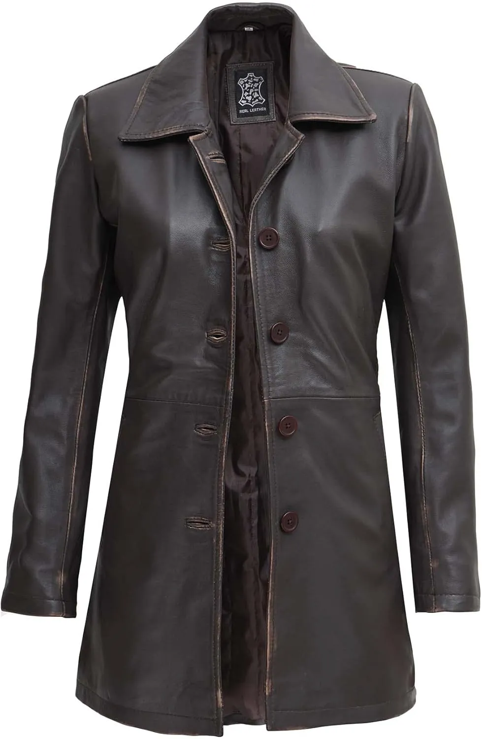 fjackets Lambskin Leather 3/4 Coat - A Fusion of Timeless Style & Modern Sophistication for Women