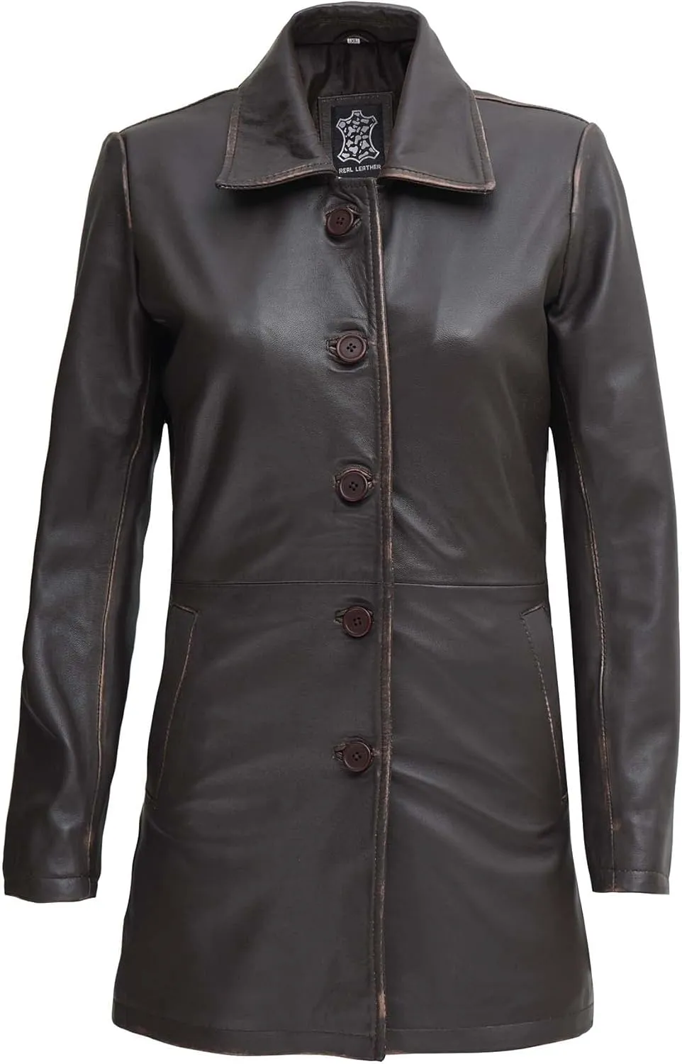 fjackets Lambskin Leather 3/4 Coat - A Fusion of Timeless Style & Modern Sophistication for Women