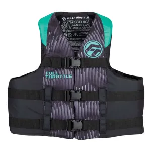 Full Throttle Adult Life Jacket L/XL Aqua/Black - Nylon
