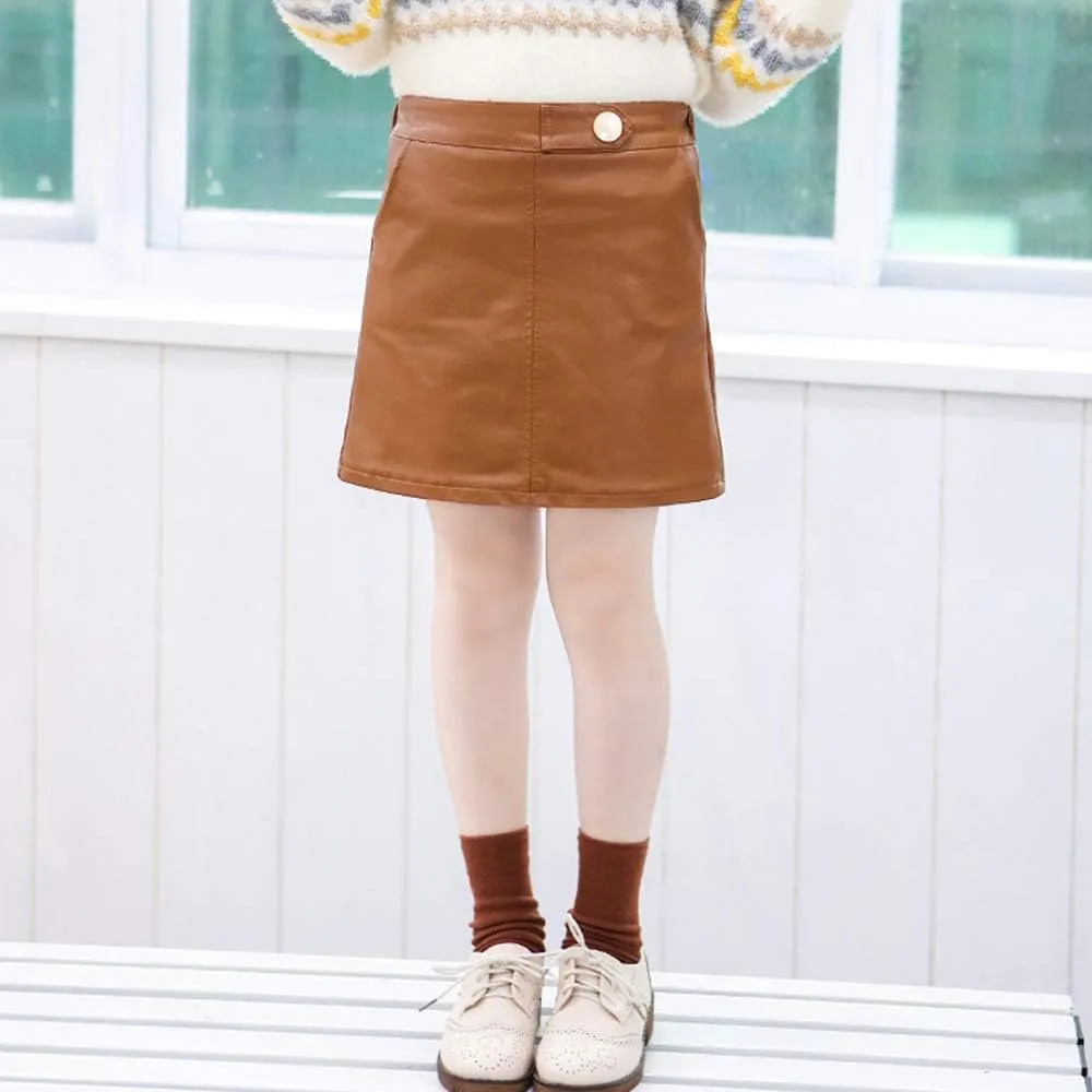 Girls and Toddler's Faux Leather Short Skirts,All Season Basic Skirts
