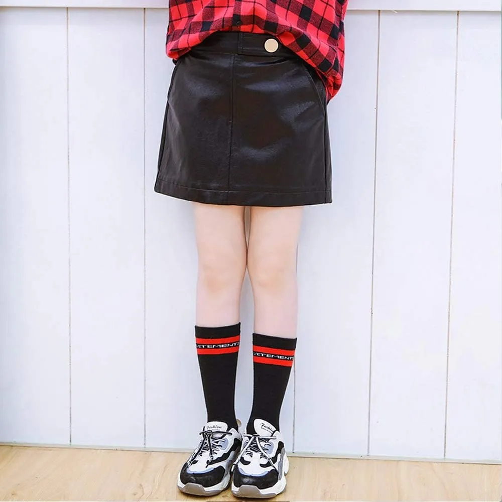 Girls and Toddler's Faux Leather Short Skirts,All Season Basic Skirts