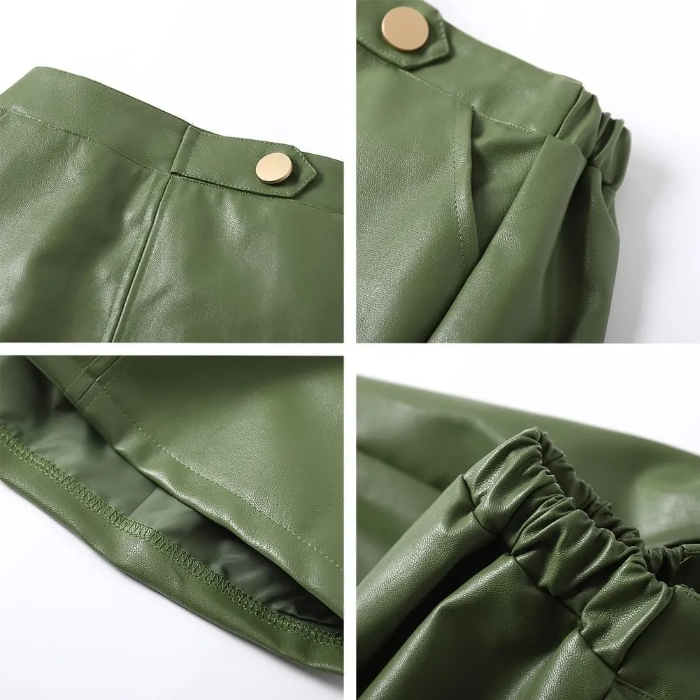 Girls and Toddler's Faux Leather Short Skirts,All Season Basic Skirts