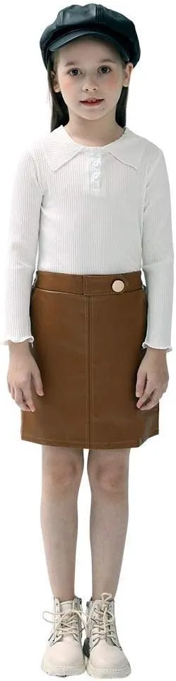 Girls and Toddler's Faux Leather Short Skirts,All Season Basic Skirts