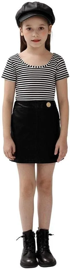 Girls and Toddler's Faux Leather Short Skirts,All Season Basic Skirts