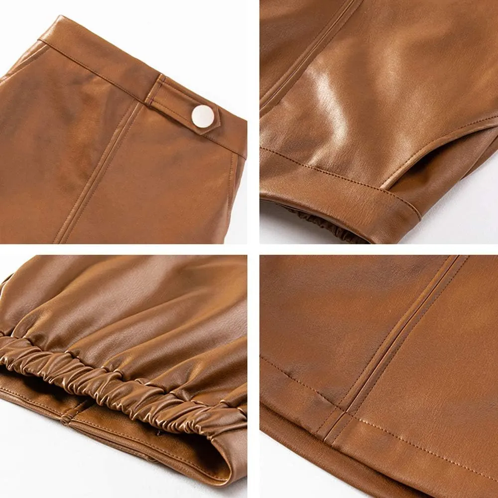 Girls and Toddler's Faux Leather Short Skirts,All Season Basic Skirts
