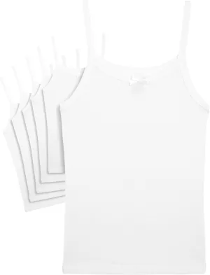 Girls Camisole - 6 Pack 100% Cotton Tank Tops Under Shirts for Girls (Sizes: 2T-16)