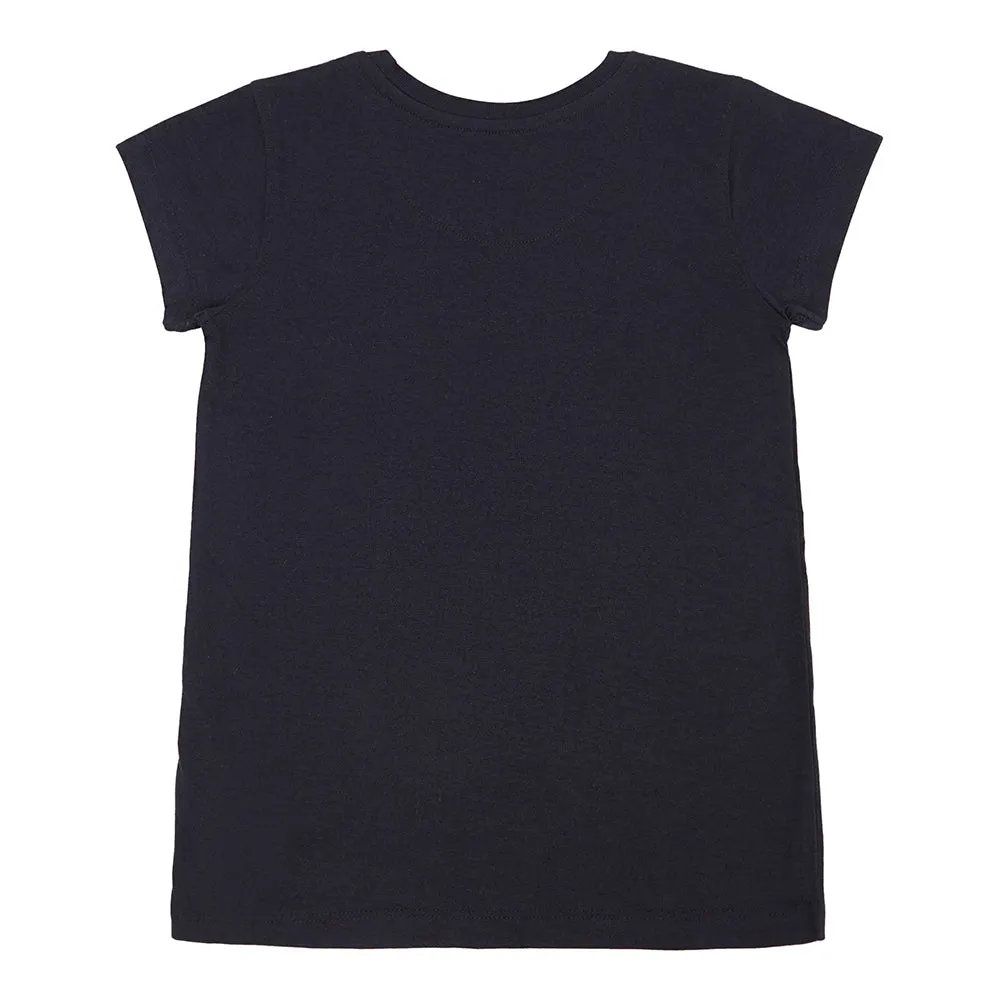 Girls Casual Navy Blue Half Sleeves  T-Shirt