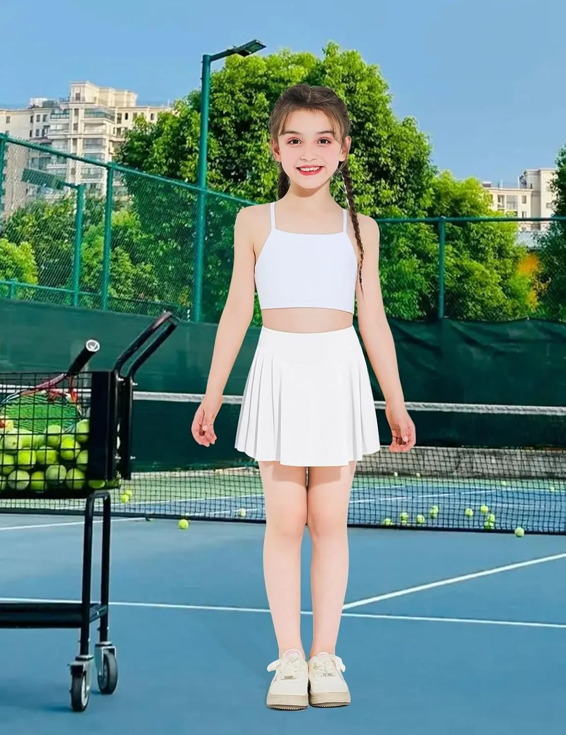 Girls Tennis Skirts Pleated Athletic Skort with Pocket for Kids Teens Golf Sports Cheer 5-14Y