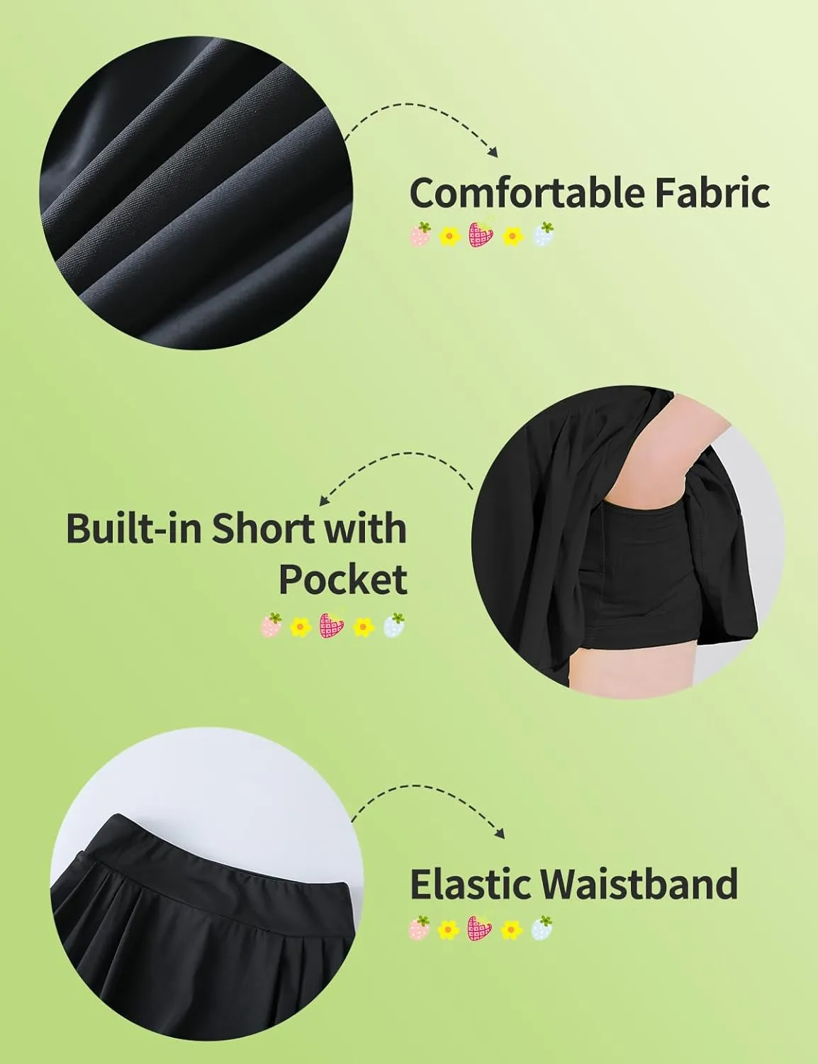 Girls Tennis Skirts Pleated Athletic Skort with Pocket for Kids Teens Golf Sports Cheer 5-14Y