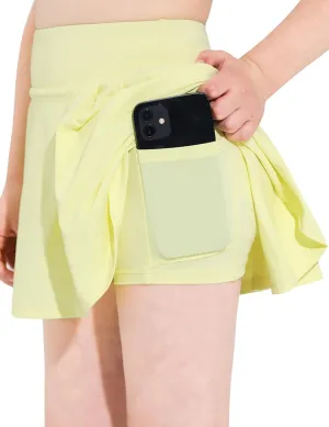 Girls Tennis Skirts Pleated Athletic Skort with Pocket for Kids Teens Golf Sports Cheer 5-14Y