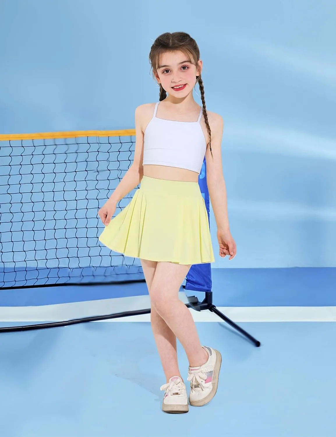 Girls Tennis Skirts Pleated Athletic Skort with Pocket for Kids Teens Golf Sports Cheer 5-14Y