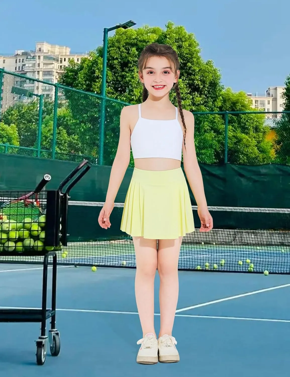 Girls Tennis Skirts Pleated Athletic Skort with Pocket for Kids Teens Golf Sports Cheer 5-14Y