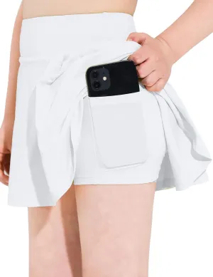 Girls Tennis Skirts Pleated Athletic Skort with Pocket for Kids Teens Golf Sports Cheer 5-14Y