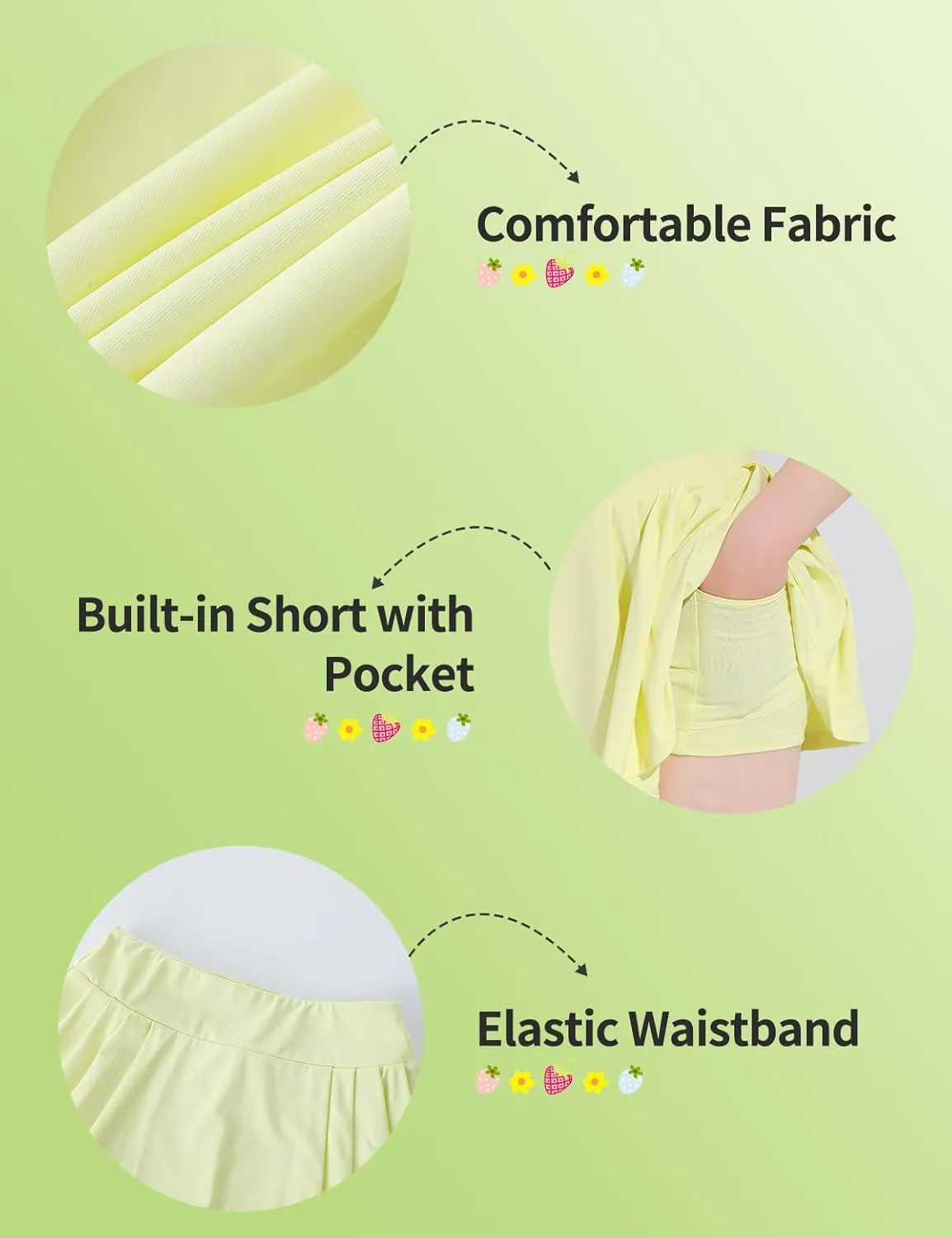 Girls Tennis Skirts Pleated Athletic Skort with Pocket for Kids Teens Golf Sports Cheer 5-14Y
