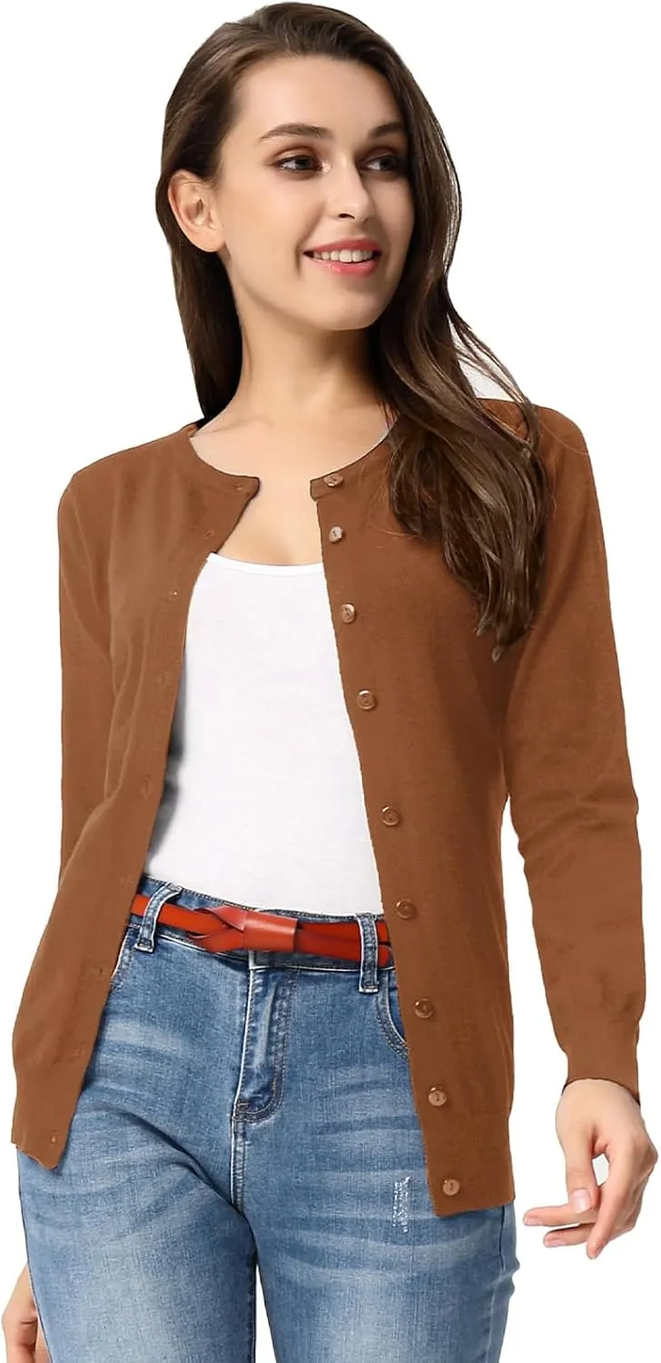 GRACE KARIN Women's Classic Long Sleeve Knit Cardigan Sweaters Casual Open Front Button Down Cardigan S-3XL