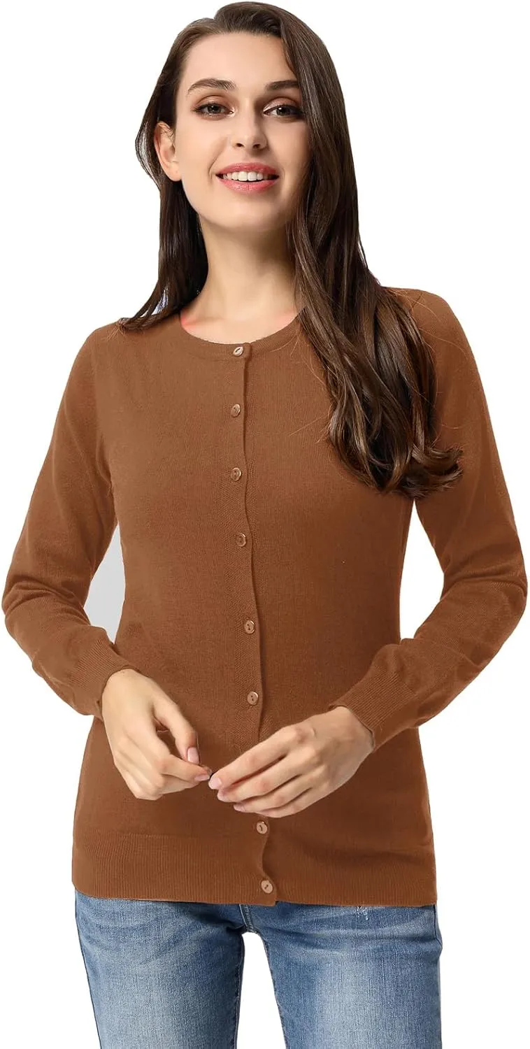GRACE KARIN Women's Classic Long Sleeve Knit Cardigan Sweaters Casual Open Front Button Down Cardigan S-3XL