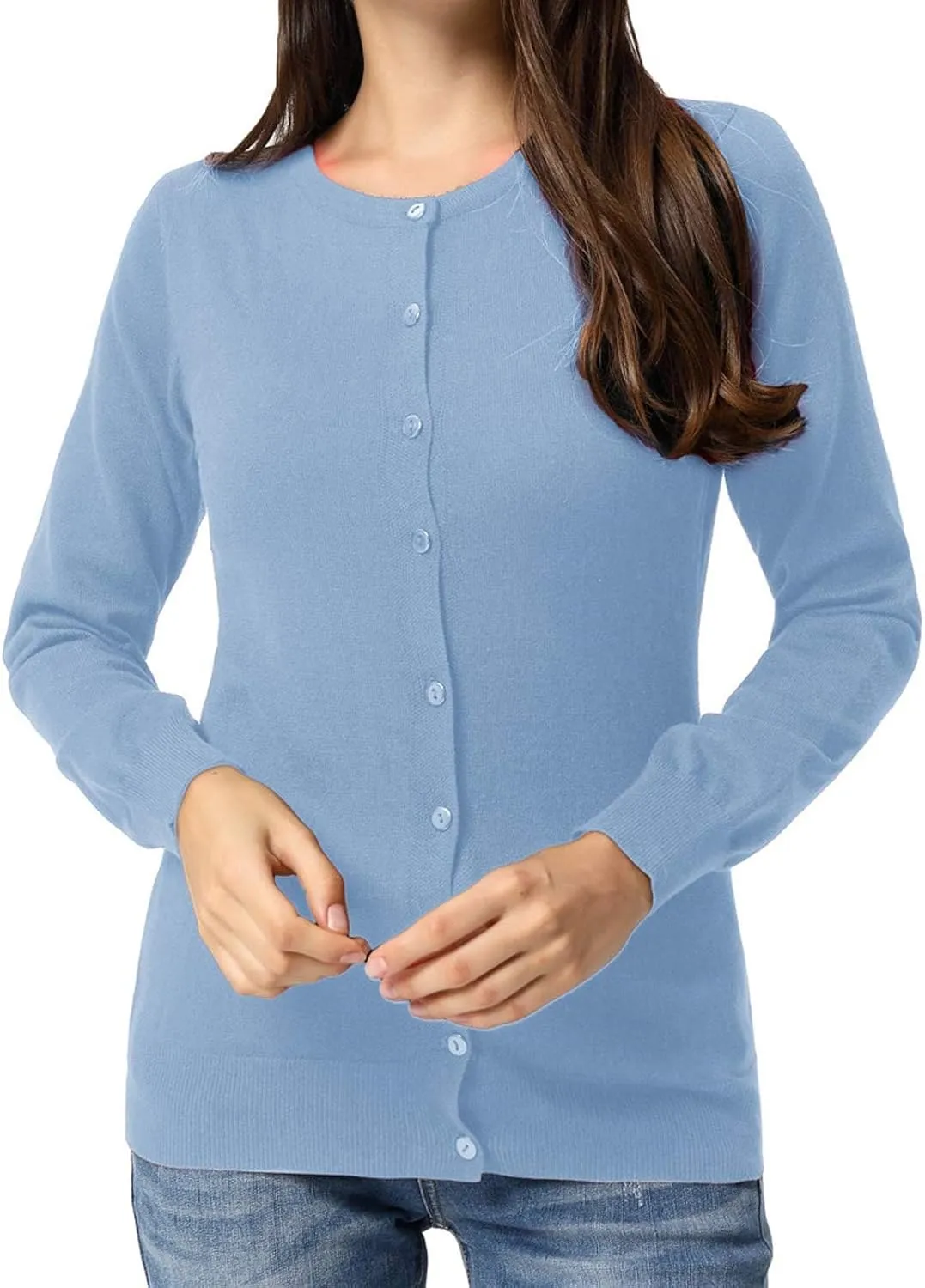 GRACE KARIN Women's Classic Long Sleeve Knit Cardigan Sweaters Casual Open Front Button Down Cardigan S-3XL