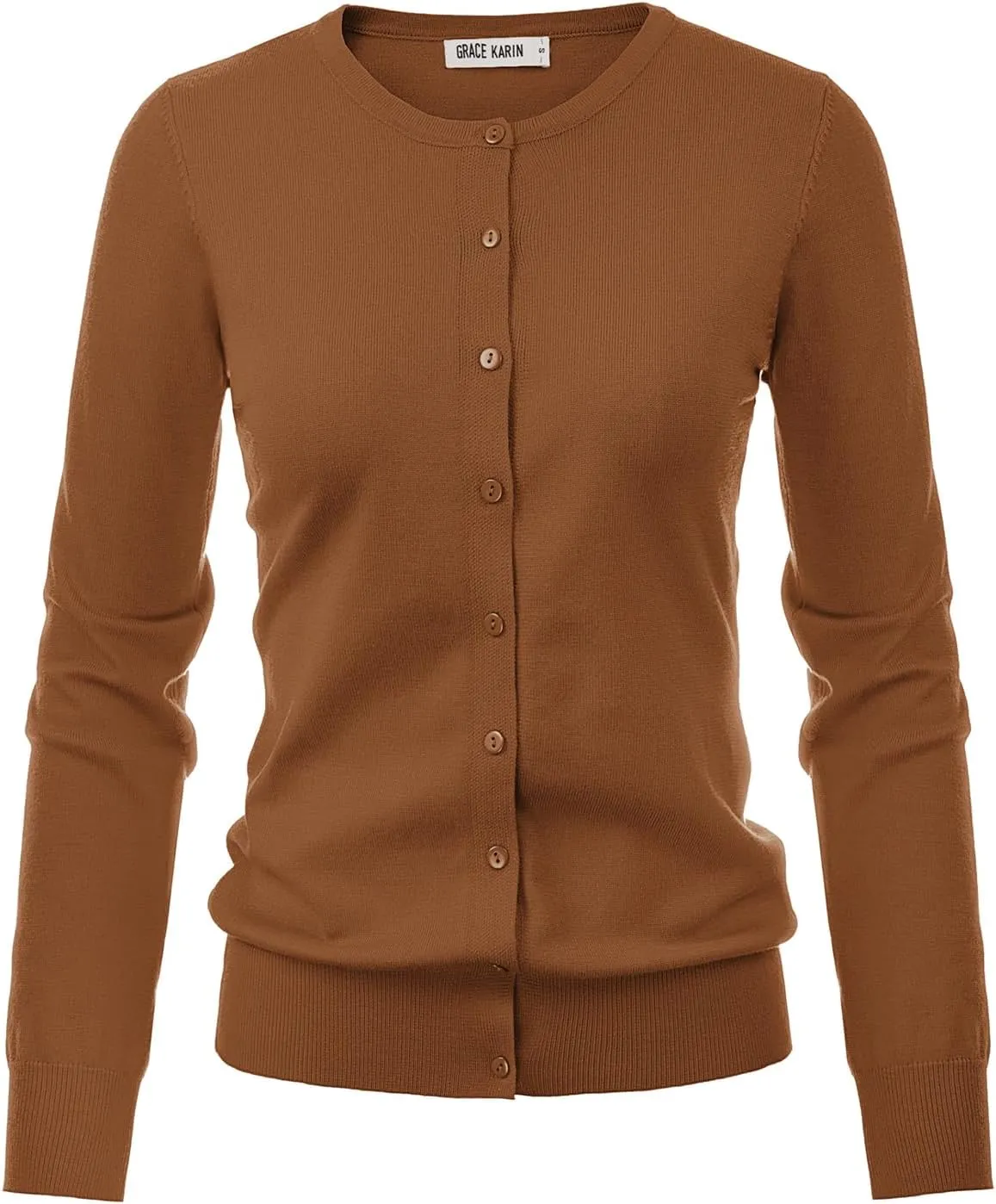 GRACE KARIN Women's Classic Long Sleeve Knit Cardigan Sweaters Casual Open Front Button Down Cardigan S-3XL
