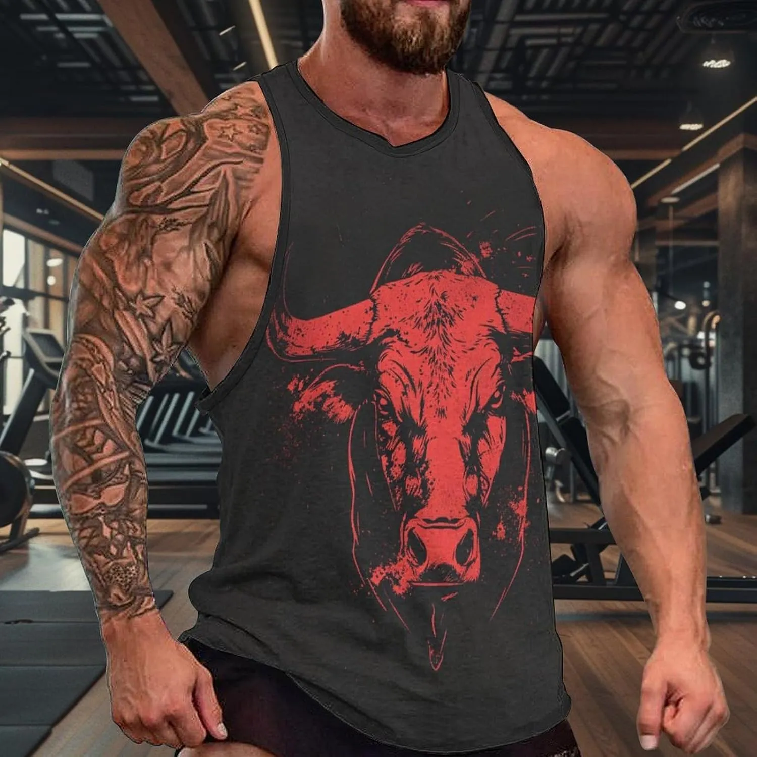 Gym Shirts Men Graphic Tank Top Summer Sleeveless Shirt Quick Dry Cool Crew Neck 3D Design Bodybuilding Fit Tee