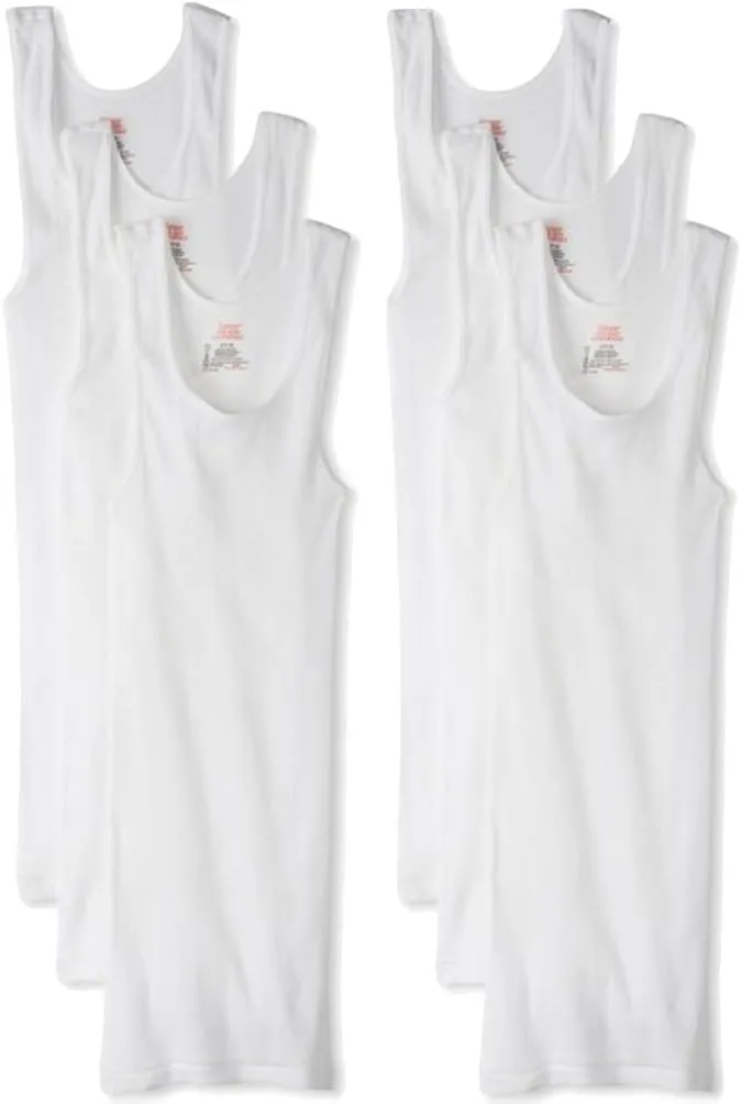 Hanes Men's Cotton Tank Undershirts Pack, Moisture-Wicking Ribbed Tanks, Lightweight Cotton Tank Undershirts (White (6 Pack of Shirts), X-Large)