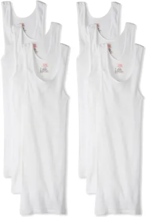 Hanes Men's Cotton Tank Undershirts Pack, Moisture-Wicking Ribbed Tanks, Lightweight Cotton Tank Undershirts (White (6 Pack of Shirts), X-Large)