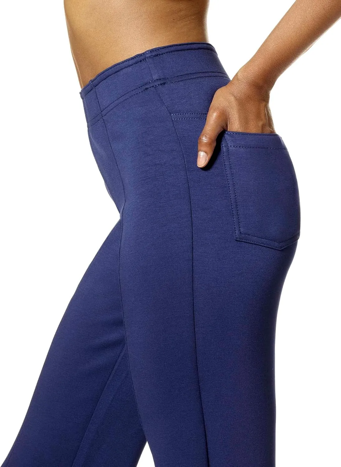 HUE Women's Fashion Ponte Leggings with Functional Back Pockets