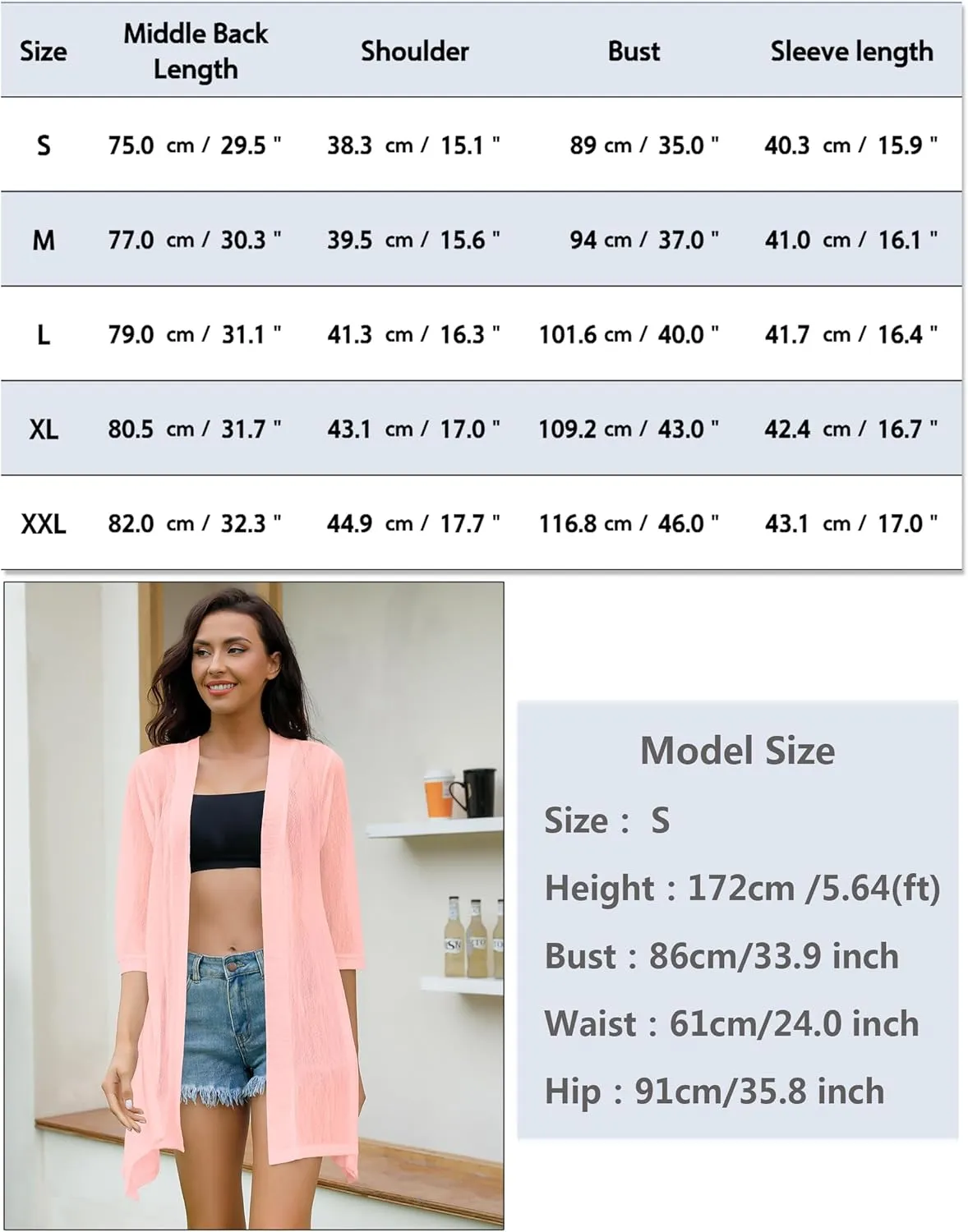iClosam Women 3/4 Sleeve Cardigan Sweater Casual Sheer Open Front Kimono Cardigans Summer Trendy Beach Cover Ups